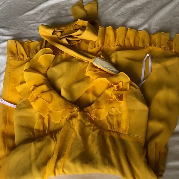 Betsey Johnson bright yellow halter dress. - Picture 8 of 12